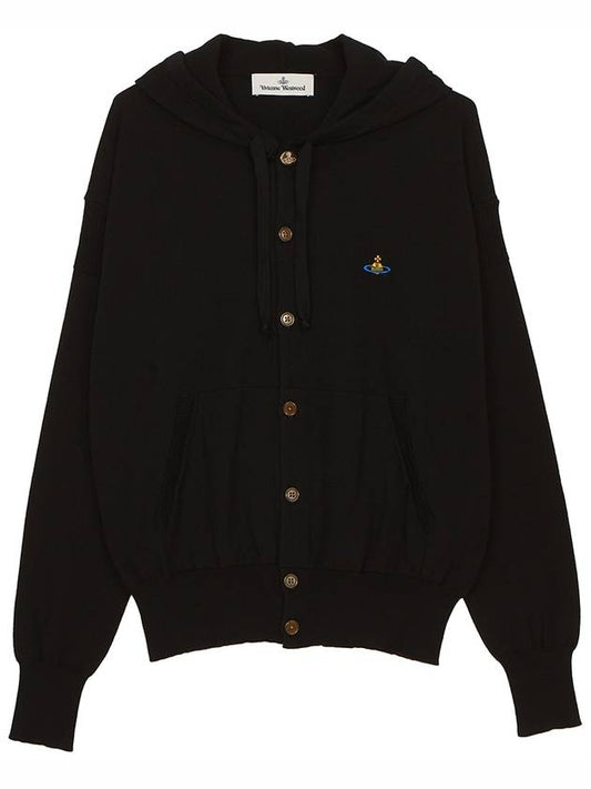 Embroidered Logo Hoodie Cardigan Black - VIVIENNE WESTWOOD - BALAAN 2