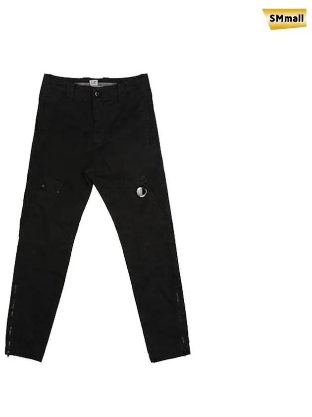 Lens Wappen Zipper Cargo Straight Pants Black - CP COMPANY - BALAAN.