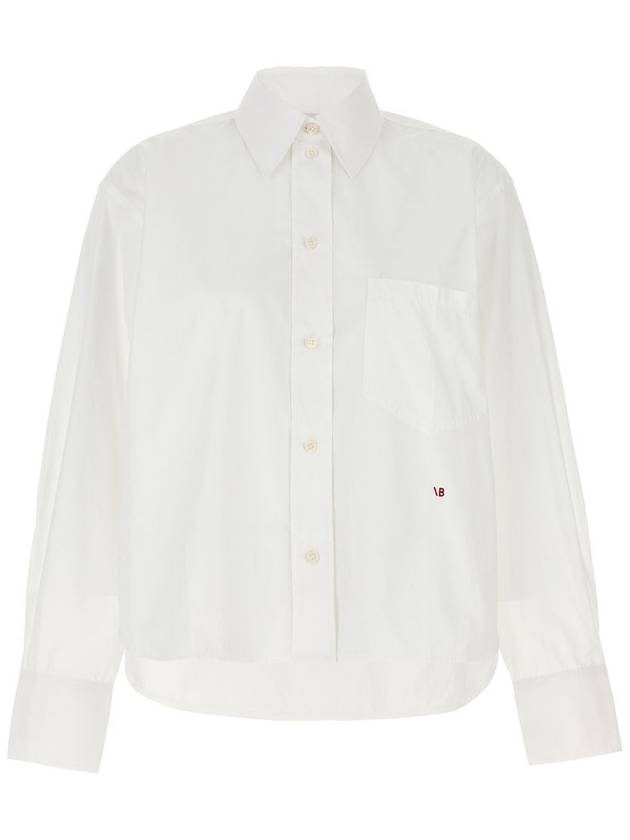 Victoria Beckham Cropped Shirt With Logo Embroidery - VICTORIA BECKHAM - BALAAN 1