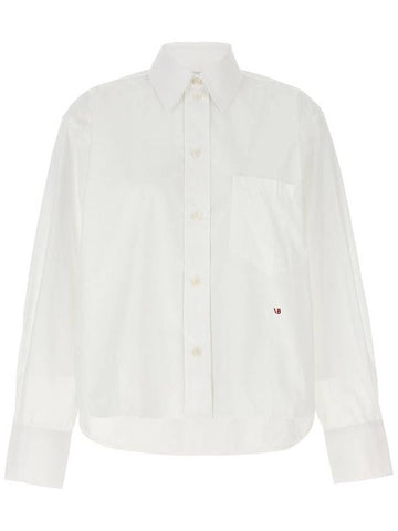 Victoria Beckham Cropped Shirt With Logo Embroidery - VICTORIA BECKHAM - BALAAN 1