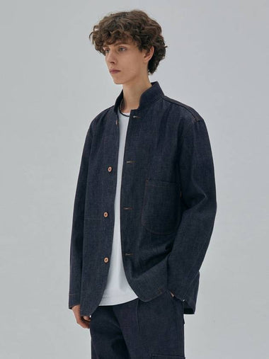 Stand Collar Tailored Denim Jacket Indigo - CORK - BALAAN 1