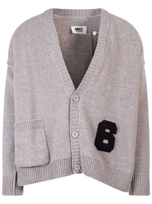 Number Patch Cardigan Grey Melange - MAISON MARGIELA - BALAAN 1