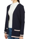 Cricket Stripe Lightweight Textured Cotton V-Neck Cardigan Navy - THOM BROWNE - BALAAN 5