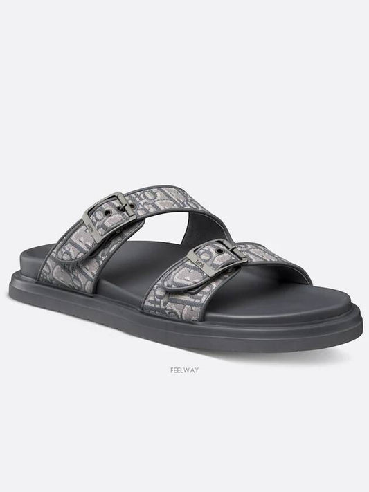 Dior Aqua Sandals Deep Gray Oblique Jacquard - DIOR - BALAAN 1