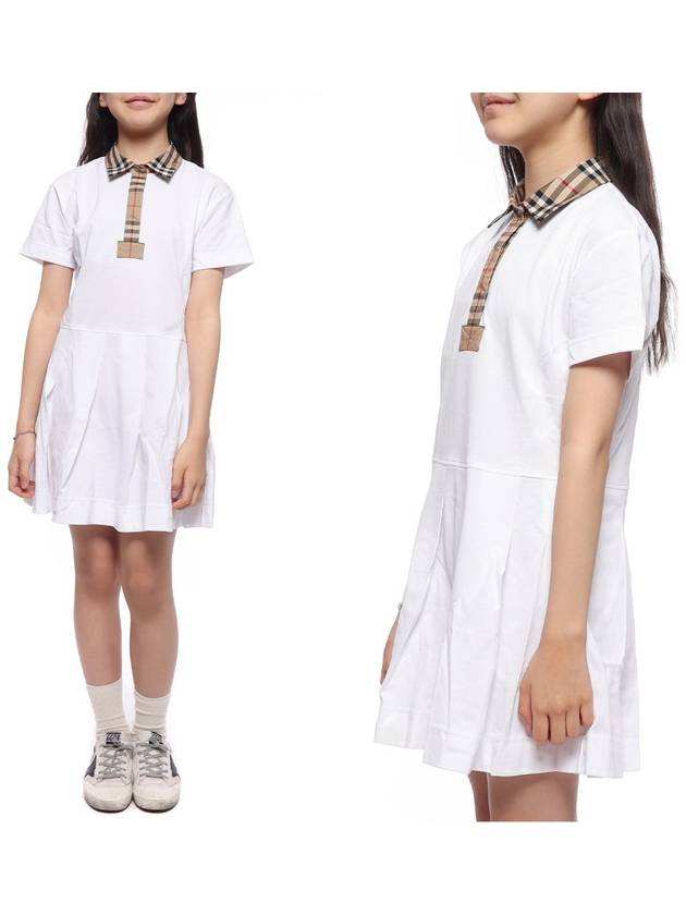 Kids Collar Check Polo Dress White - BURBERRY - BALAAN 2