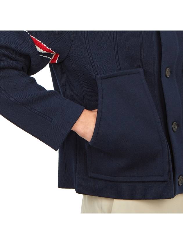 Single Breasted Button Cotton Jacket Navy - THOM BROWNE - BALAAN 9