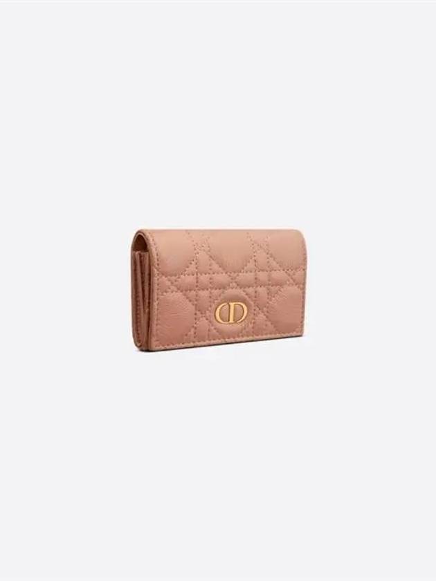 Caro XS Supple Cannage Calfskin Card Wallet Rose Des Vents - DIOR - BALAAN 7