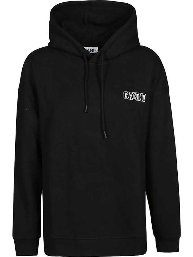 Women's Logo Software Isoli Overfit Hoodie Black - GANNI - BALAAN 1