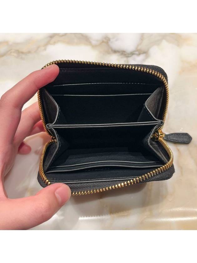 Vitello Triangle Logo Zip Around Coin Purse Black - PRADA - BALAAN 6