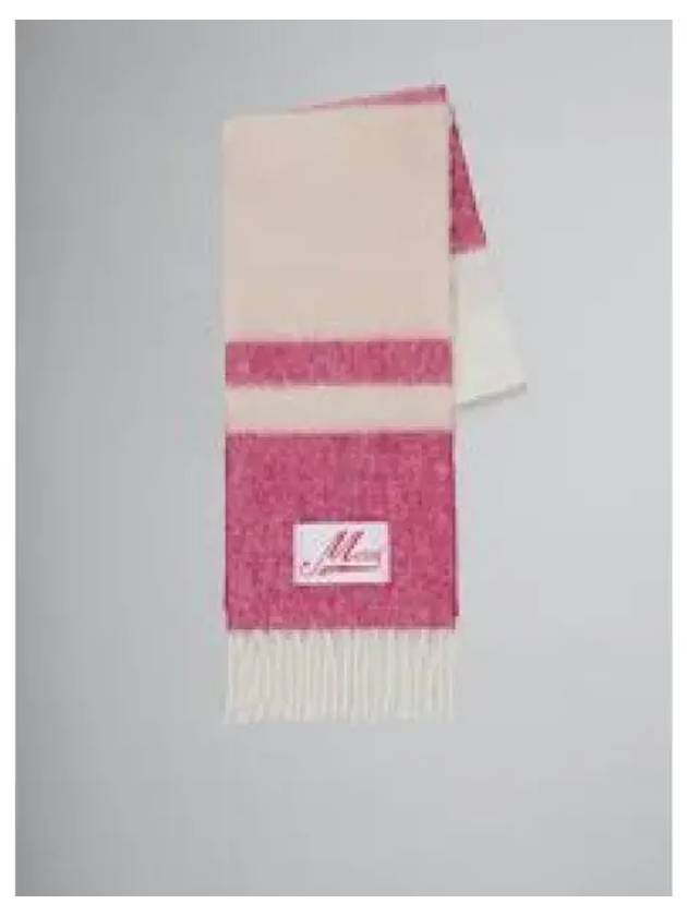 Striped Mohair Blend Fringe Muffler Rose - MARNI - BALAAN 2