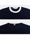 Women's Contrast Trimming Logo Patch Short Sleeve T-Shirt Navy - THOM BROWNE - BALAAN 5