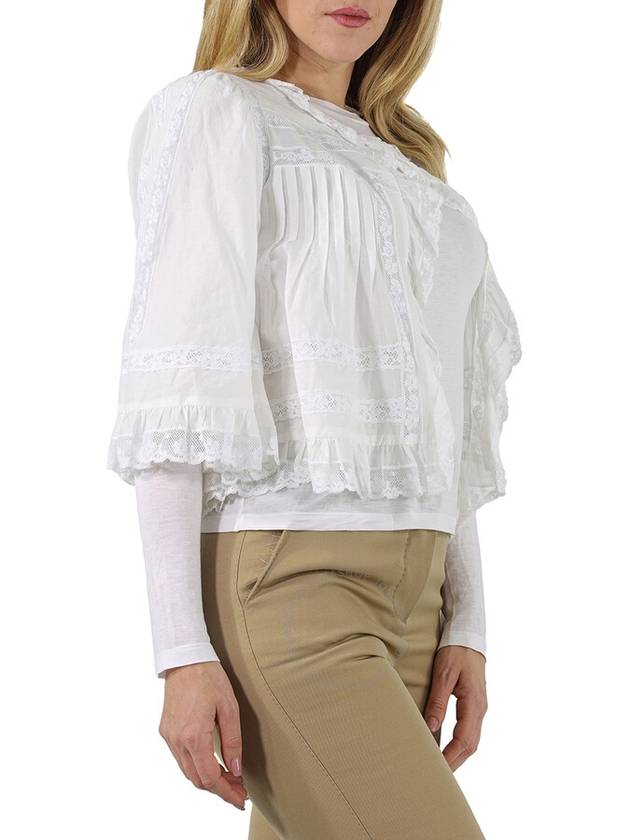 Burberry Natural White Lace Detail Ruffle Cape Overlay Top, Brand Size 8 (US Size 6) - BURBERRY - BALAAN 3