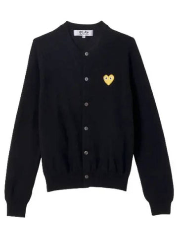 Comme des Gar ons Gold Heart Wappen Cardigan Black - COMME DES GARCONS PLAY - BALAAN 1