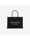 Rive Gauche Raffia Leather Small Tote Bag Black - SAINT LAURENT - BALAAN 1