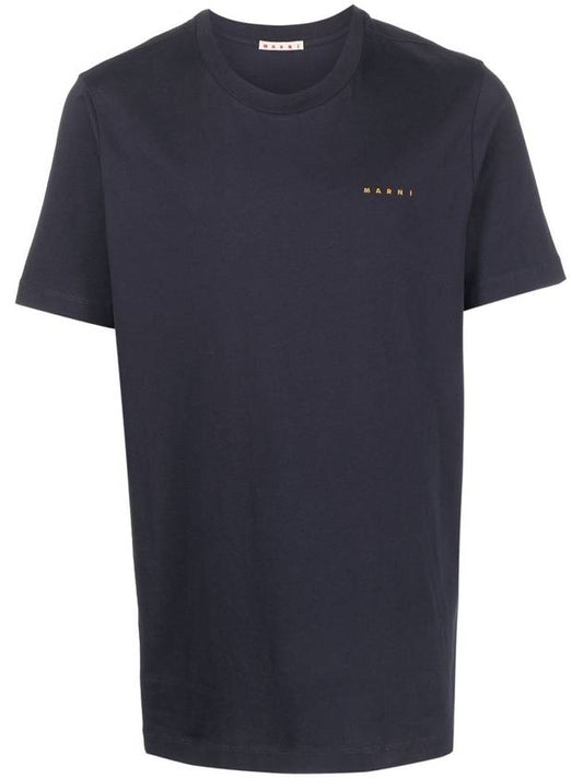Logo Cotton Short Sleeve T-shirt Midnight Blue - MARNI - BALAAN 1