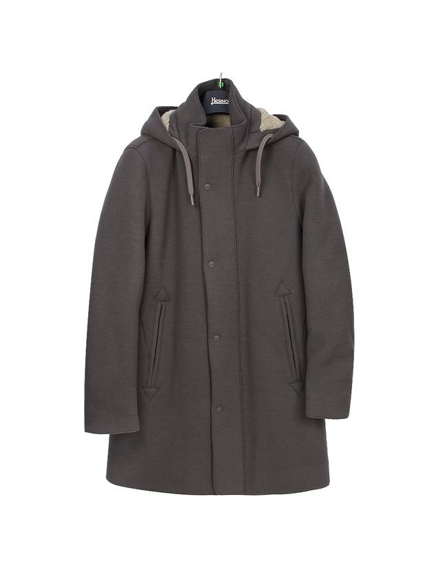 Regular Fit Hooded Wool Single Coat Grigio - HERNO - BALAAN 2