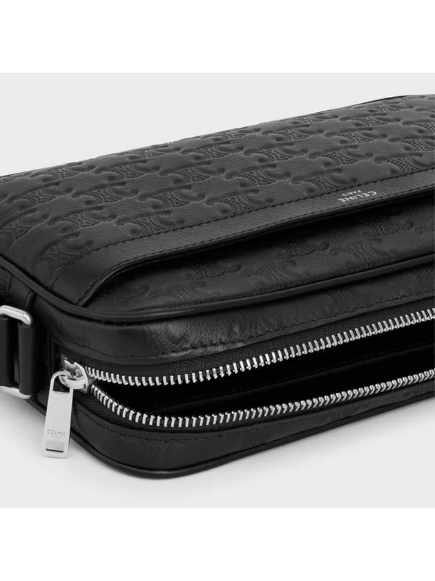 Medium Calfskin Triomphe Embossed Messenger Bag Black - CELINE - BALAAN 5