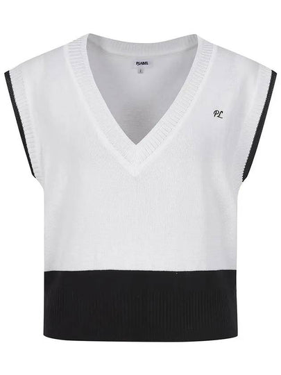 Logo V-neck loose fit knit vest MK4MV200 - P_LABEL - BALAAN 2