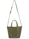 Women's Cabas Small Linen Tote Bag Green - VANESSA BRUNO - BALAAN 8