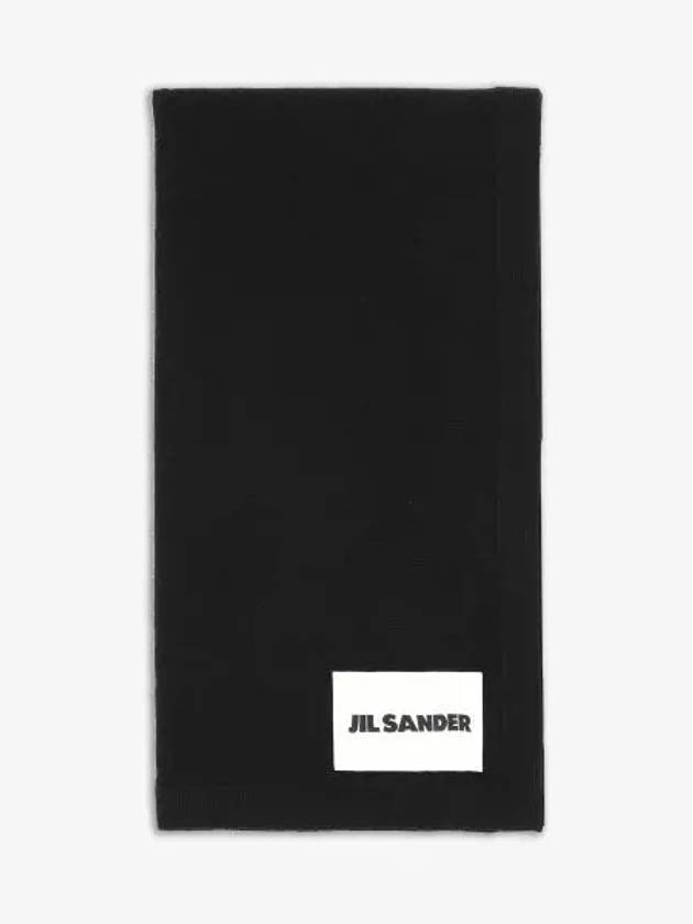 Logo Patch Cashmere Muffler Black - JIL SANDER - BALAAN 2