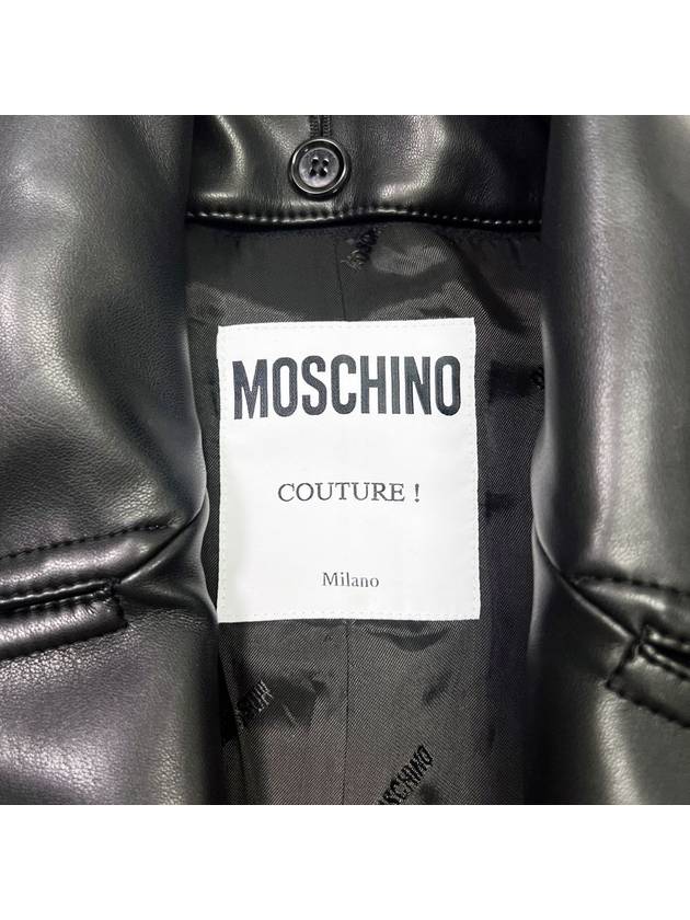 Men s Leather Collar Single Coat Black - MOSCHINO - BALAAN 7