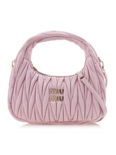 Wander Matelasse Nappa Leather Mini Hobo Tote Bag Alabaster Pink - MIU MIU - BALAAN 1