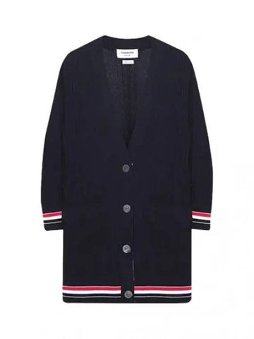 RWB Trimmed High Twist Cotton Long Cardigan Women - THOM BROWNE - BALAAN 1