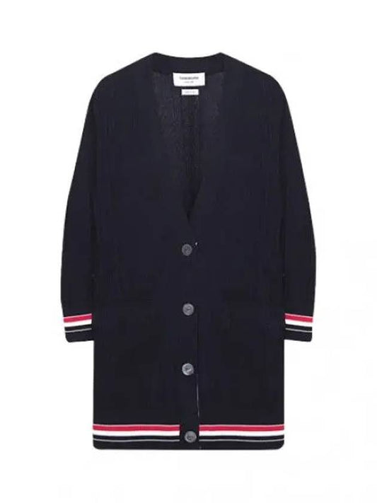 RWB Trimmed High Twist Cotton Long Cardigan Women - THOM BROWNE - BALAAN 1