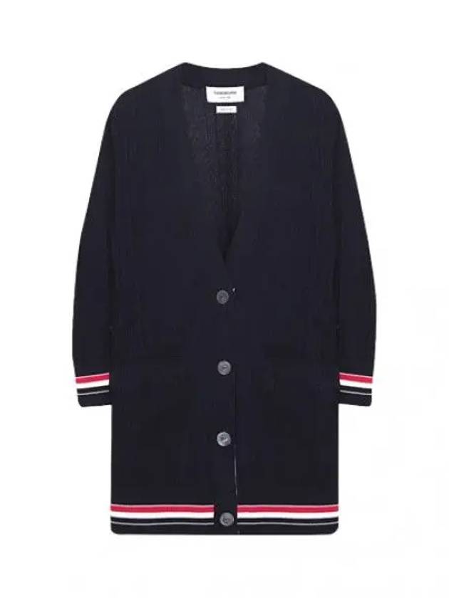 RWB Trimmed High Twist Cotton Long Cardigan Women - THOM BROWNE - BALAAN 1