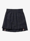 RMB Wool Mini Pleated Skirt Navy - THOM BROWNE - BALAAN 2