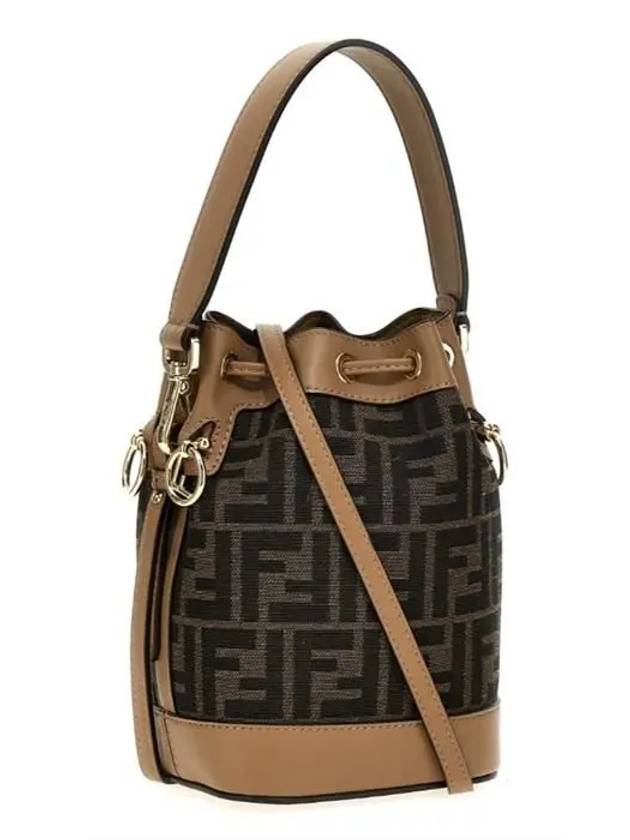 Mon Tresor FF Mini Fabric Bucket Bag Brown - FENDI - BALAAN 3