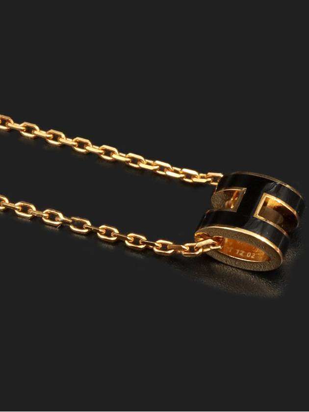 Black Lacquered Yellow Gold H Pendant Mini Pop Ache Necklace - HERMES - BALAAN 3