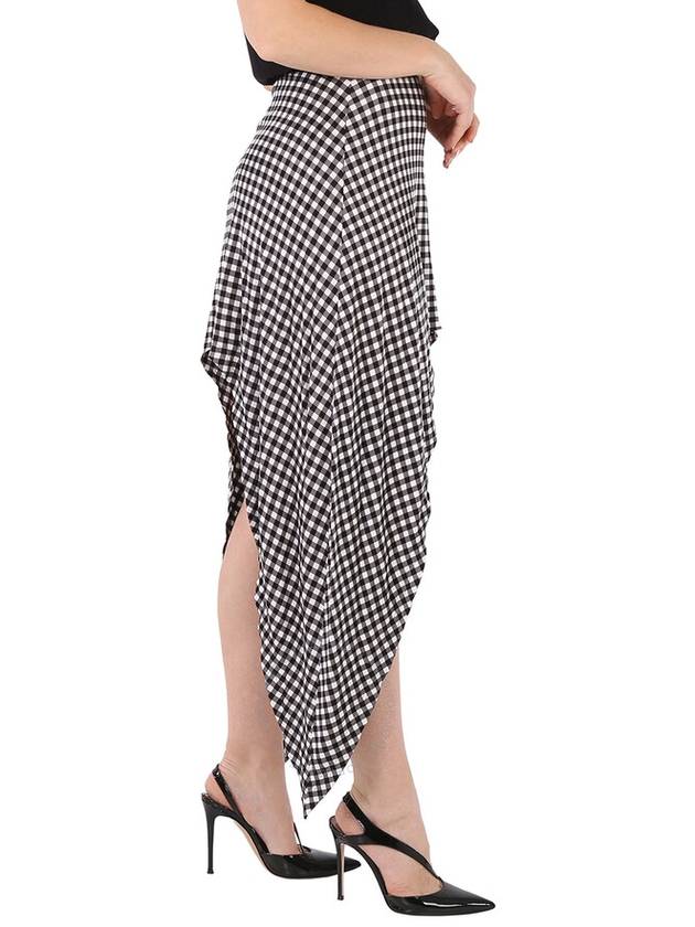 Gingham Check Bag Tie Unbalanced Skirt Black - BURBERRY - BALAAN 3