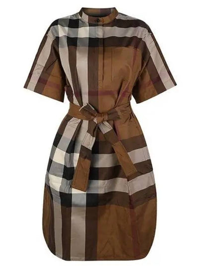 Check Belted Short Dress Brown - BURBERRY - BALAAN 2