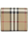 Check Small Leather Half Wallet Beige - BURBERRY - BALAAN 3