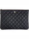 Medium Classic Clutch Bag Caviar Leather & Silver Black - CHANEL - BALAAN 2