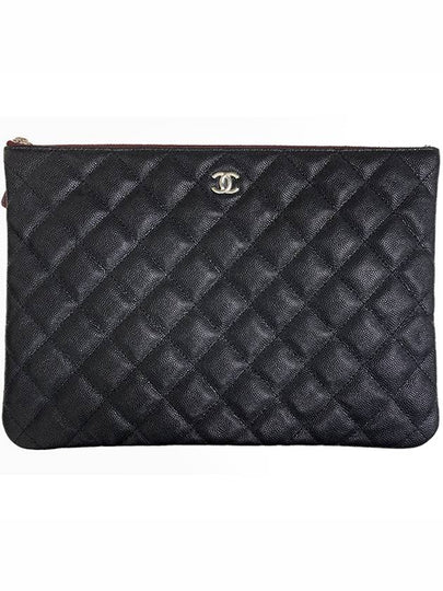 Medium Classic Clutch Bag Caviar Leather & Silver Black - CHANEL - BALAAN 2