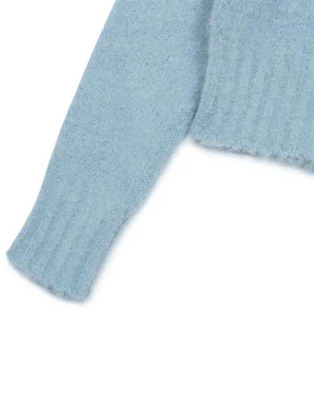 crew neck brushed alpaca knit top blue - AMI - 5