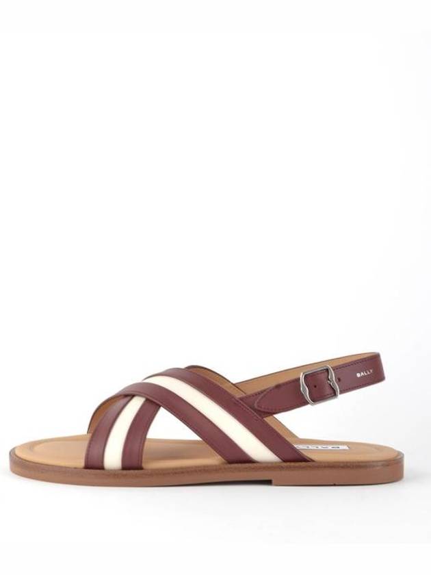 Crossover Strap Leather Sandals Beige Red - BALLY - BALAAN 3