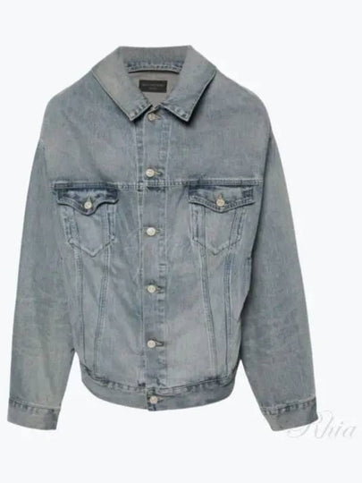 Off-Shoulder Denim Jacket Blue - BALENCIAGA - BALAAN 2