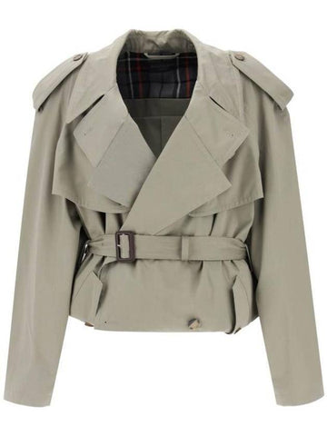 folded cotton twill short trench coat beige - BALENCIAGA - BALAAN 1