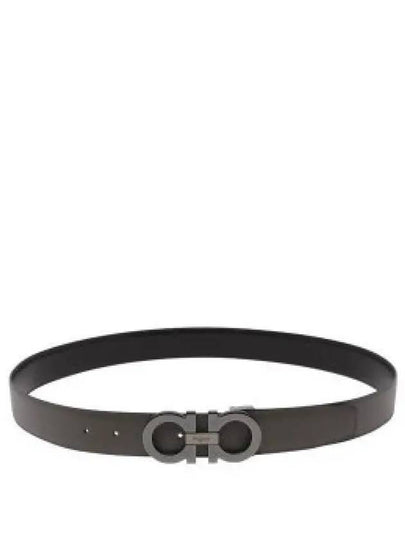 Reversible Gancini Leather Belt Grey - SALVATORE FERRAGAMO - BALAAN 2