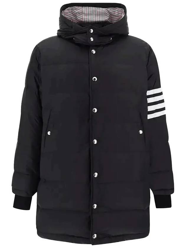 Men's 4 Bar Button Down Hooded Padding Black - THOM BROWNE - BALAAN 3