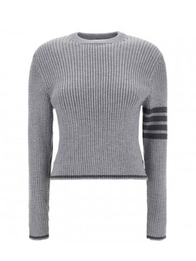 4 Bar Stripe Cable Knit Top White - THOM BROWNE - BALAAN 3