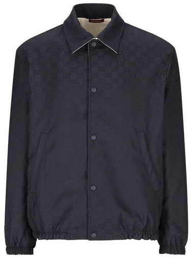 GG Jacquard Reversible Polyester Jacket Navy - GUCCI - BALAAN 1