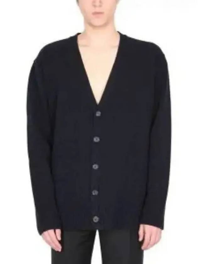 Back Stitch Logo Wool V-Neck Cardigan Navy - MAISON MARGIELA - BALAAN 2