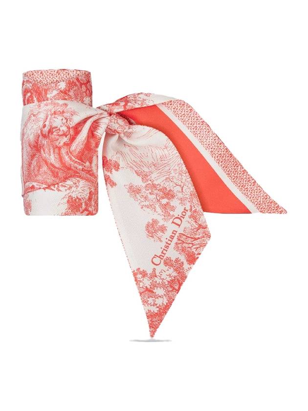 Toile de Jouy Sauvage Mitzah Silk Twill Scarf White Coral - DIOR - BALAAN 3