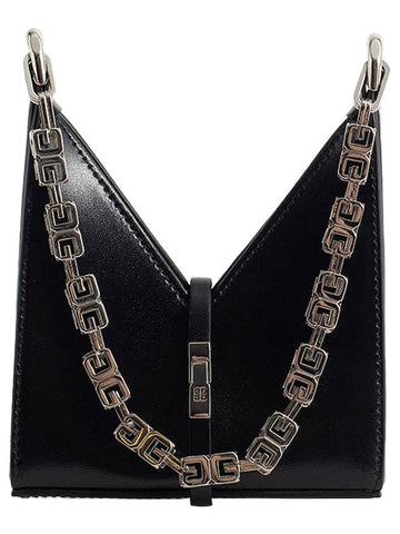 Box Micro Cut-out Chain Leather Shoulder Bag Black - GIVENCHY - 1