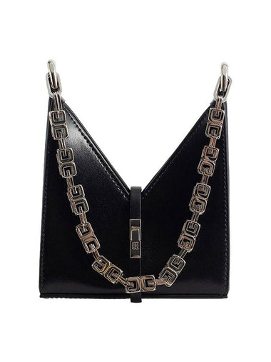 Box Micro Cut-out Chain Leather Shoulder Bag Black - GIVENCHY - BALAAN 1