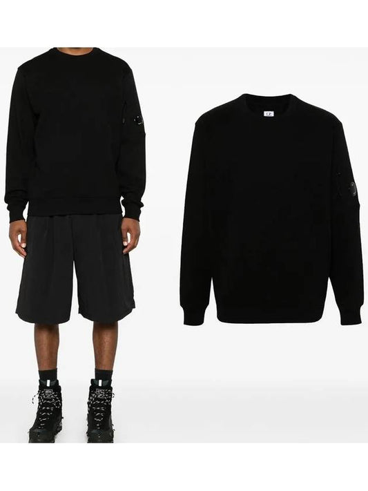 Diagonal Raised Fleece Lens Sweatshirt Black - CP COMPANY - BALAAN 2